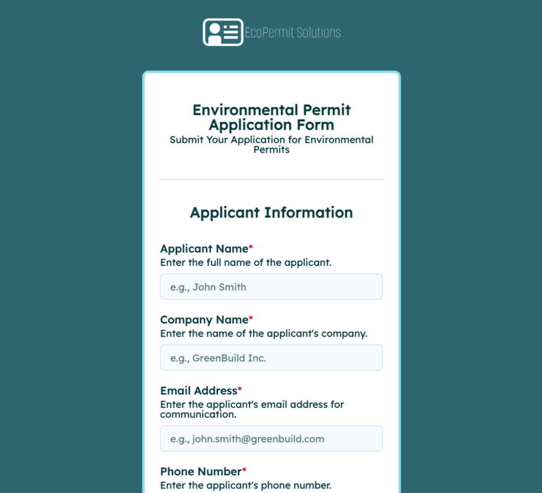 Environmental Permit Application Form